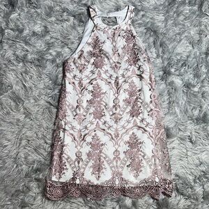 Altar'd State Kids Lace Dress in White and Pink